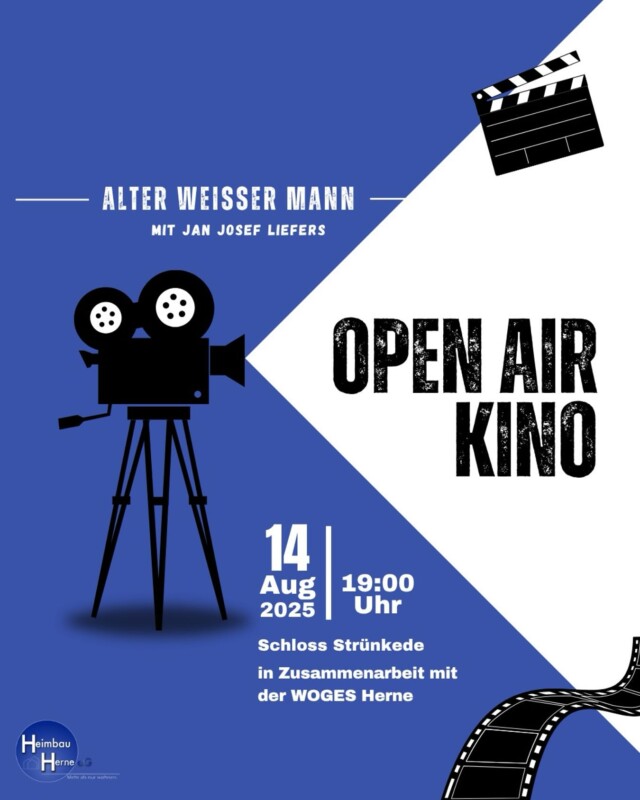 🎬✨ WOGES Open-Air Kino ✨🎬
Am 14.08.2025 laden wir euch gemeinsam mit den Herner Genossenschaften zu einem besonderen Filmabend im Schloss Strünkede ein! 🌙🎥
Gezeigt wird „Alter weißer Mann“ mit Jan Josef Liefers.
🎟️ Exklusiv für unsere Mitglieder:
Karten für nur 5 € – ab Montag bei uns in der Geschäftsstelle erhältlich!
⏳ Nur 40 Stück – schnell sein lohnt sich! 💨
#OpenAirKino #Herne #Genossenschaftlich #WOGES #Filmabend #SchlossStrünkede